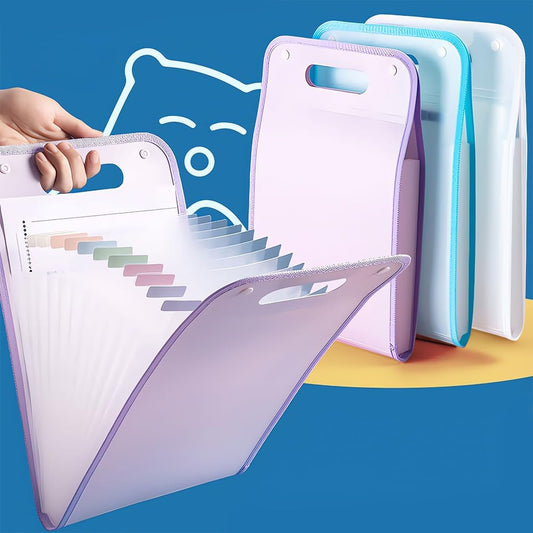 M&G Expanding File Folder 13 Pockets Accordion File Organizer with Labels, Portable Document Receipt Organizer Hold A4 Letter Size Paper, Waterproof Folder for Schoolbag Office Supplies (Purple)