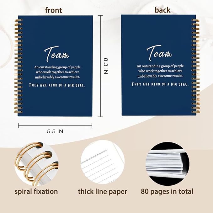 Navy Blue Meeting Notebook for Work, Employee Appreciation Gifts, Team Gifts for Employees, Journals for Writing, Thank You Gifts for Women Men Leader Boss Manager Mentor Coworkers, 5.5"x8.3"