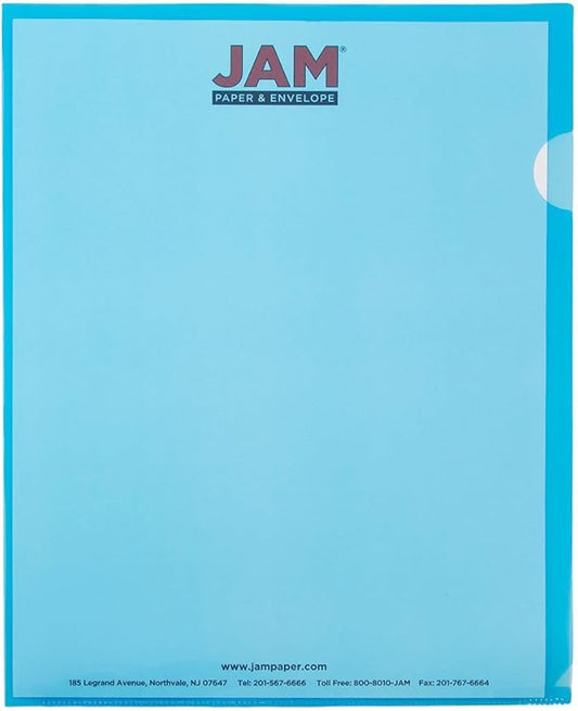 JAM PAPER Plastic Sleeves - Letter Size - 9 x 11 1/2 - Blue Project Pockets - 120 Bulk Page Protectors/Pack
