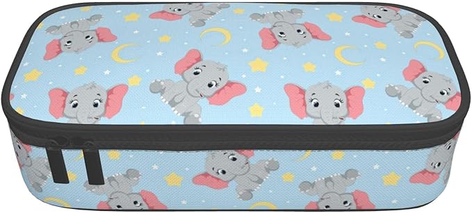 Cute Baby Elephant Large Pencil Case With Zipper Compartments Stationery Pencil Bag For Kids Teens Students School Supplies