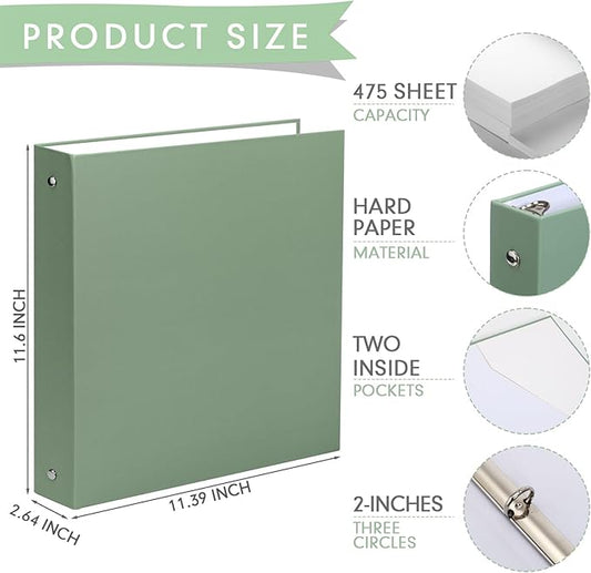 Ctosree 10 Pack Colored 3 Ring Binder with 2 Pockets Hardcover Loose Leaf Binder for Women Men Teacher Student School Office Home Supplies, Fits 11 x 8.5 Size Paper, 10 Colors(2",Simple Color)