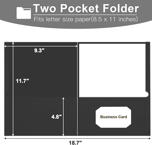 Folders with Pockets, LAYZZ 60 Pack Paper Pocket Folders, 2 Pocket Folders Fits Letter Size Paper, for School Office and Home (Black)