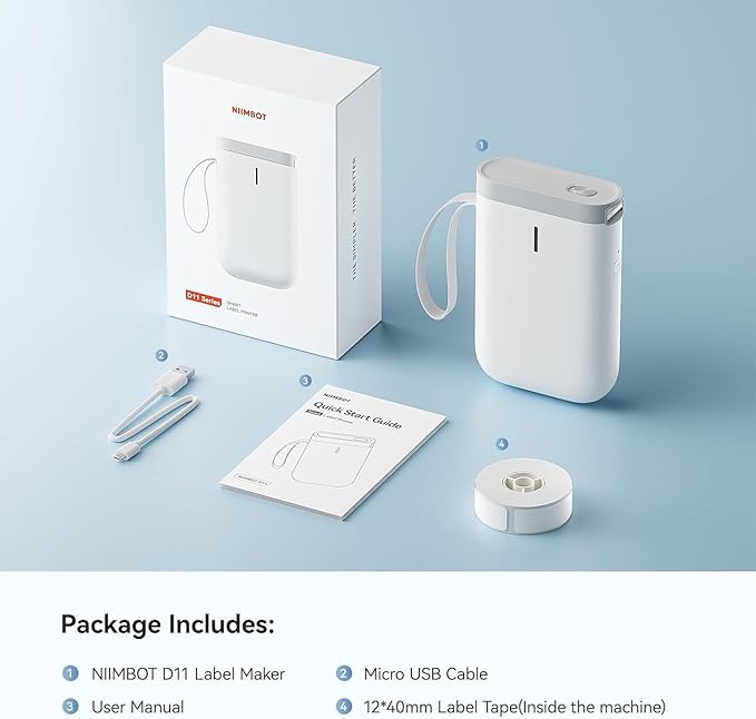 DEEPIN Label Maker Machine Portable Bluetooth Label Maker with Tape, Thermal Label Printer Multiple Templates for Phone, Mini Label Sticker Printer for Business Office Organization (White)