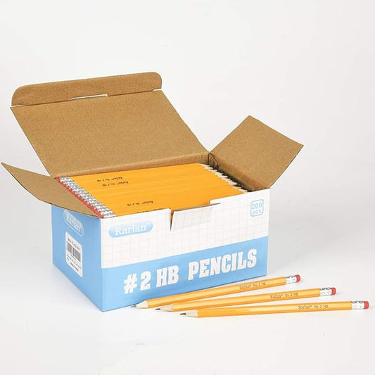 Wood-Cased #2 HB Pencils, Pre-sharpened, 200 Count Bulk Pack