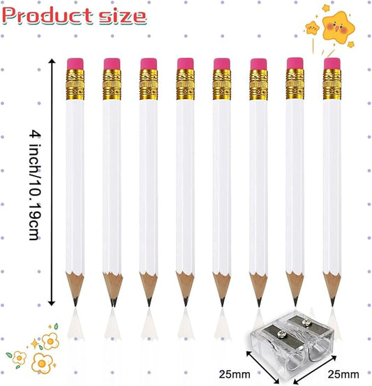 Adhere 25pcs Golf Pencils with eraser Hexagon Wooden Pencils Graphite 2B for Golf Event Scoring,Classroom,Wedding,Company Meetings,Pew, Pocket (Black・White・Green・Pink・Nature・50pcs)