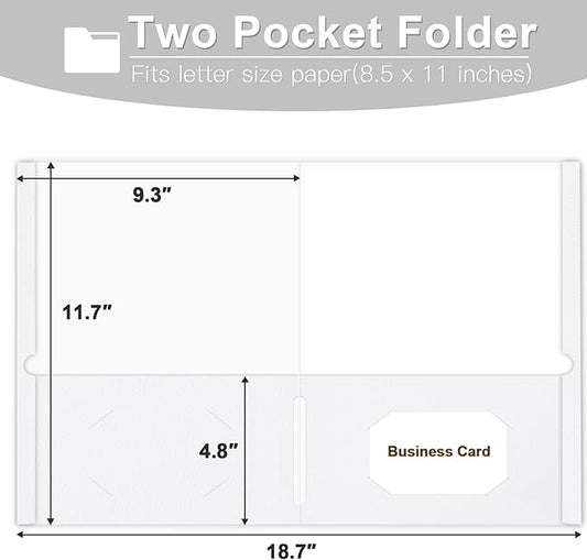 60 Pack Paper Pocket Folders, 2 Pocket Folders, Letter Size, White