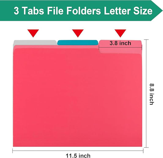18Pack Light Red File Folder,1/3 Cut Tab,Letter Size,Colored File Folders,Great for Organizing and Easy File Storage