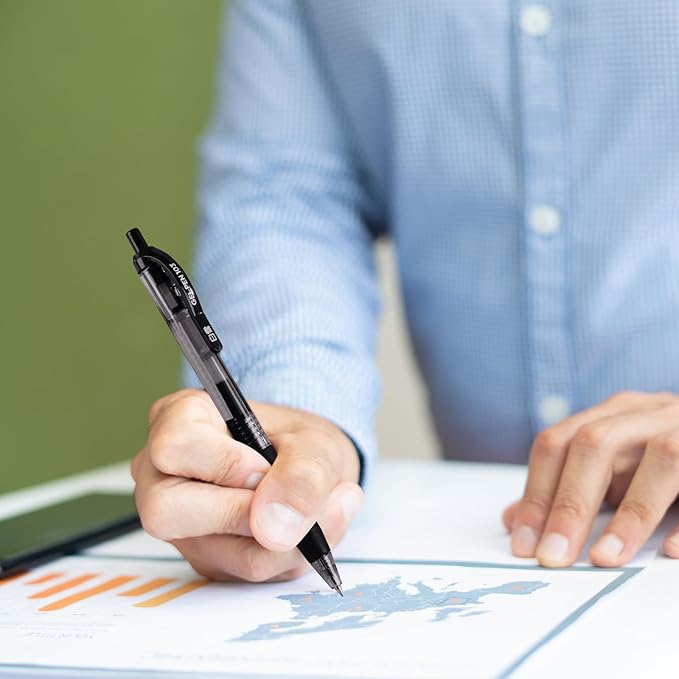 EYEYE G-103 10 Pack Retractable Gel Pens 0.5mm, Black Ink Pen Extra Fine Point Quick Dry, 0.5 mm Ballpoint Pen Fine Point Smooth Writing Pens for for Office School Supplies