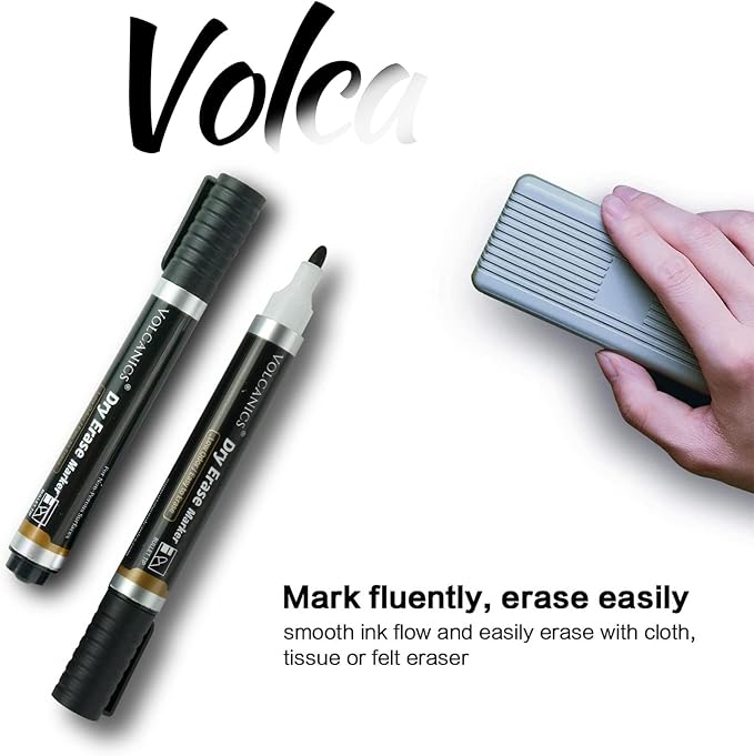 Volcanics Jumbo Black Dry Erase Markers Whiteboard Pens Low Odor Whiteboard Markers Pack of 70