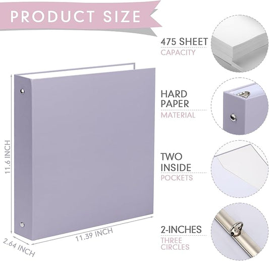 Ctosree 10 Pack Colored 3 Ring Binder with 2 Pockets Hardcover Loose Leaf Binder for Women Men Teacher Student School Office Home Supplies, Fits 11 x 8.5 Size Paper, 10 Colors(2'',Elegant Color)