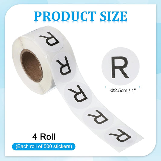 PATIKIL 1" Letter R Stickers, 4 Rolls Self-Adhesive Alphabet Round Circle Dots Labels for Organization Storage Inventory Boxes Scrapbook Craft 2000 Pcs Total
