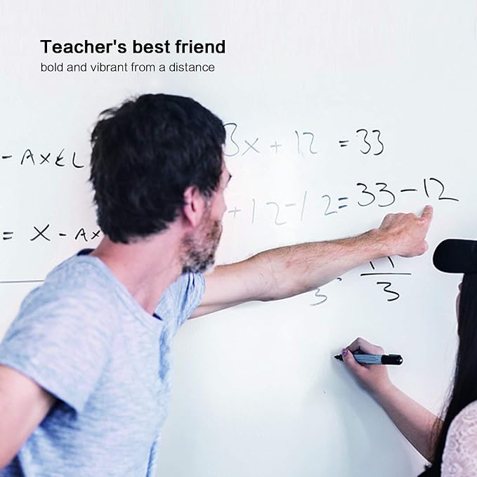 Volcanics Black Dry Erase Markers Low Odor Fine Whiteboard Markers Thin Box of 80