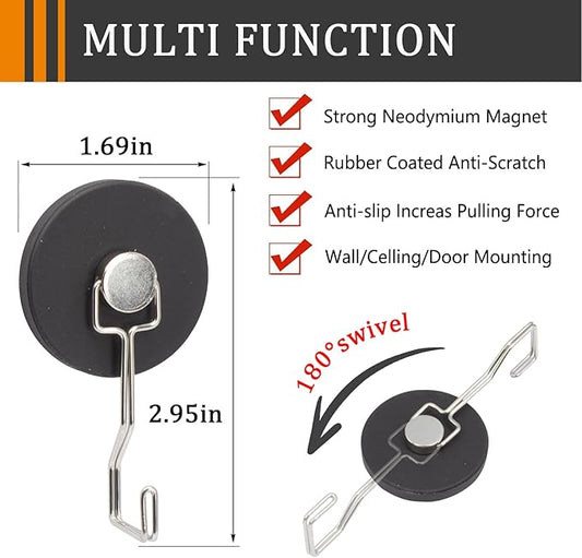 1.7Inch Anti-Scratch Heavy Duty Rubber Magnet Hooks