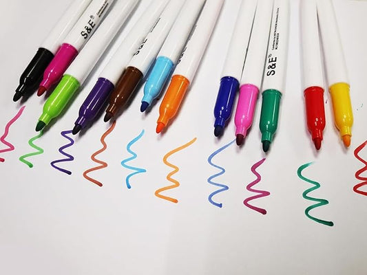 S & E TEACHER'S EDITION 24 Pcs Dry Erase Markers, 12 Assorted Colors with Low-Odor Ink, Fine Tips Whiteboard Markers, for School, Office, Home