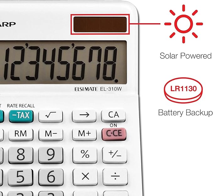 Sharp EL-310WB Calculator, White 3.125, 3.38 x 4.75 x 1.0 inches