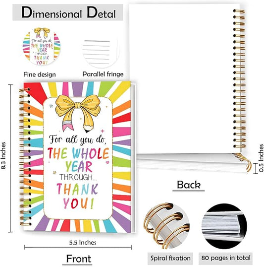 Boho Coquette Bow Teacher Notebook, Back to School Teacher Gifts Journal, Teachers Appreciation Gifts Journal, Colorful Positive Hardcover Spiral Notebooks, 5.5x8.3 Inch