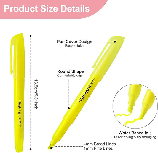 270 Pcs Highlighters Assorted Colors, Chisel Tip Multicolor Highlighter Marker Set, Quick-Drying Pen Highlighter for Classroom School Home Office (270Pcs, 6 Colors)