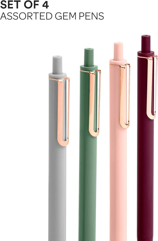 Assorted Jewels Retractable Gel Luxe Pens, Set of 4