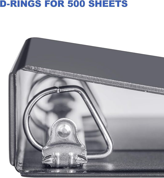 3 Ring Binder 2 Inch, ViVin Sturdy 2"-Slant D Ring Binder with 2 Interior Pockets, Clear View Cover, PVC-Free, Fits 500 Sheets of US Letter Size Paper (6 Pack, Black)