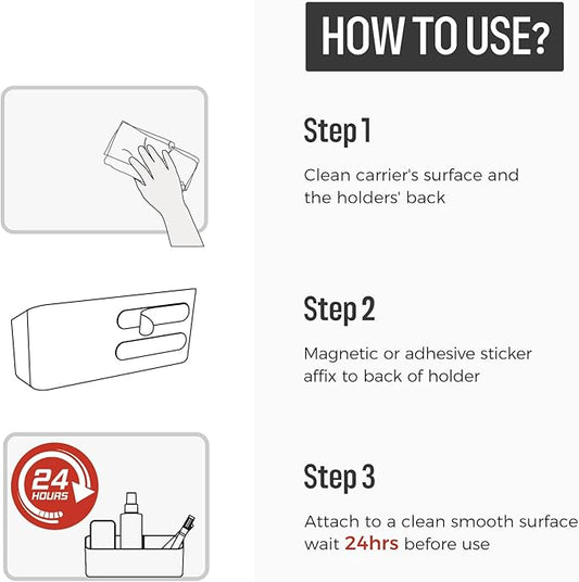 loukin Magnetic and Adhesive Marker Holder, Dry Erase Accessory Tray, Magnetic Storage Organizer for Whiteboard, Glass or Refrigerators (Blue)