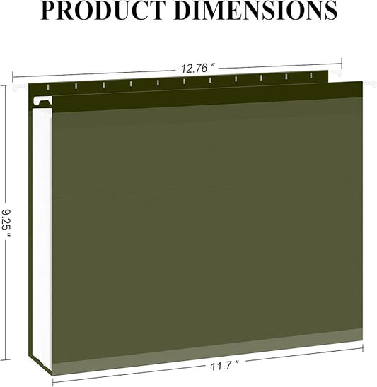 ViVin Hanging File Folders, 1/5-Cut Adjustable Tabs with 48 Per Box, 2 Inch Expansion, 48 Pack Letter Size Hanging File Folders, Designed for Office Home School Filing Cabinet(Green)