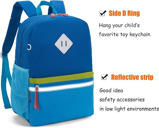HawLander Little Kids Backpack for Boys Toddler School Bag Fits 3 to 6 years old, 15 inch, Blue