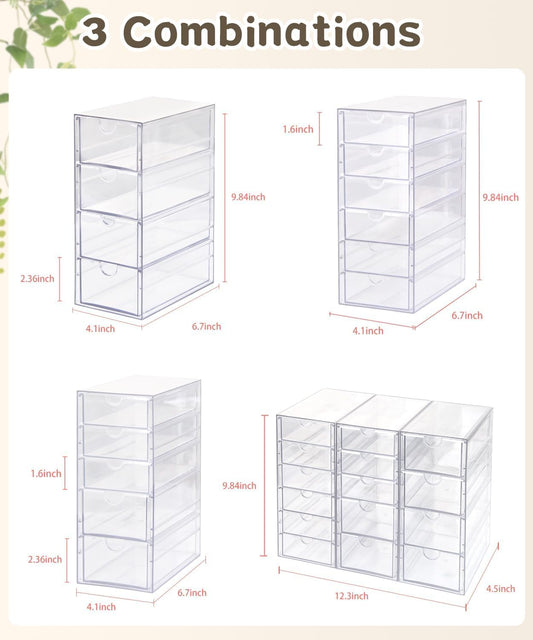 Clear Acrylic Organizer with Drawers | 15-Drawer Desktop Unit | Makeup & Desk Organization and Storage Box for Office, Craft, Vanity Table, Bathroom, Home Essentials