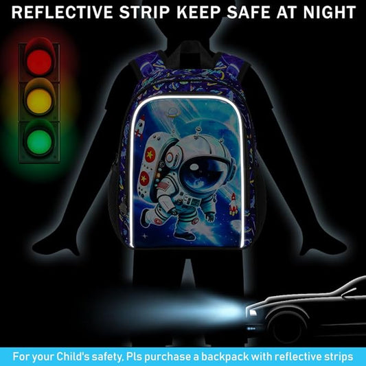 KLFVB Boys Toddler Astronaut Backpack, Water Resistant Kindergarten Bookbag, 13" Preschool Backpacks for Toddler - Astronaut Blue