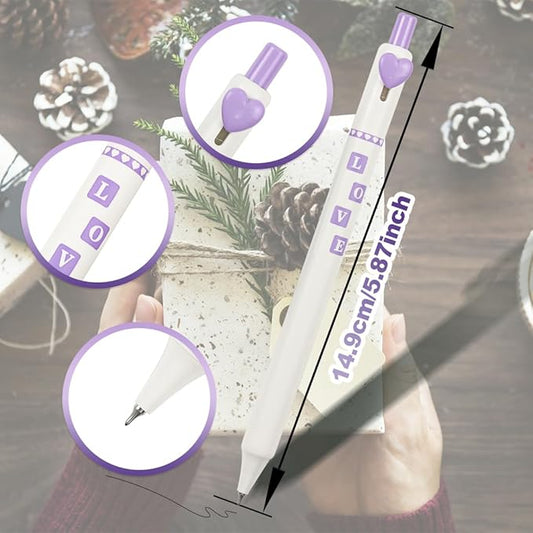 5 Pcs Colorful Gel Pens,0.5mm Fine Point for Journaling Note Taking Writing, Quick Dry Black Ink Pens for Office School Supplies Gifts for Women Teacher Students (Pink heart)