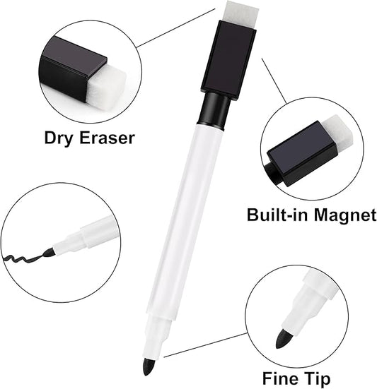 IHPUKIDI Magnetic Dry Erase Markers Fine Point Tip, 96-Pack Whiteboard Markers Dry Erase Marker with Eraser Cap, Low Odor Whiteboard Markers, Thin Dry Erase Markers for Kids Teachers