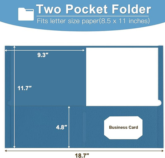 Folders with Pockets, LAYZZ 30 Pack Paper Pocket Folders, 2 Pocket Folders Fits Letter Size Paper, for School Office and Home (Blue)