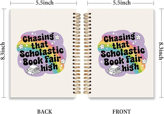 JXREQ Cute Rainbow Book Notebook Journal Bookish Gifts for Book Lovers, Journaling Notbooks for Work Office School Women Girls Gifts, Preppy Bookish Spiral Notebooks 5.5x8.3