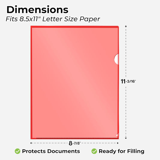Dunwell Clear Plastic Folder Sleeves (12 Pack, Assorted Colors), Acid-Free Poly Project Sleeves, File Jackets for Letter Size 8.5x11 Documents