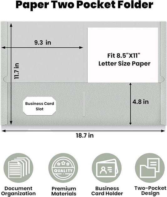 SUNEE Folders with Pockets (25 Pack, Warm Gray), 2 Pocket Folders Fit Letter Size, Paper File Folder for School Office Home Business, Textured Paper