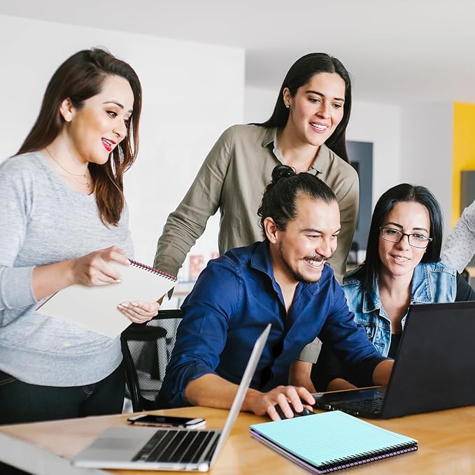 6 Pcs Legal Pad Top Spiral Bound Notebook 70 Sheets Wirebound Notepad Double Sided Ruled Memo Steno Book with Stiff Back Cover for Business(8.5 x 11 Inches,No Holes,3 Colors)