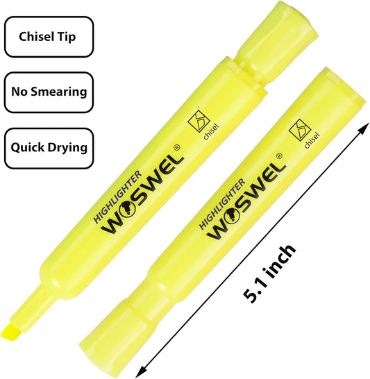 Highlighters Bulk, 108 Pack Tank Style Highlighters Set, Fluorescent Yellow, Chisel Tip Highlighter Markers Bulk for Kid and Adult Coloring, Highlighting as School Supplies