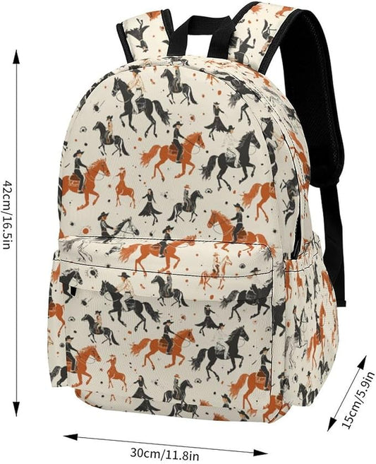 17 Inch Laptop Backpack Vintage Western Cowboy Teen Girls Boys School Backpack Bags Travel Bookbag Back Pack Outdoor Daypack for Women Men