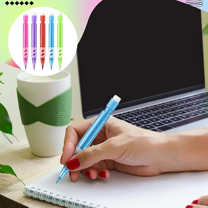 100 Pcs Mini Mechanical Pencils Automatic Pencils with Erasers 0.7 mm Small Point for Writing Drawing Sketching Home Office School Supplies