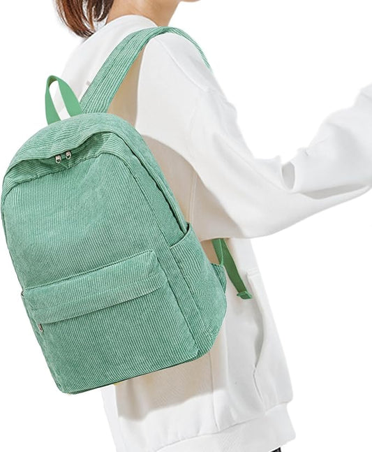 School Backpack for Teens Large Corduroy Bookbag Lightweight 15.6 inch Laptop Bag for Girls Women Casual High School College