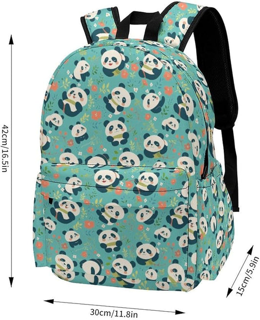 17 Inch Laptop Backpack Cartoon Panda Flowers Cute Teen Girls Boys School Backpack Bags Travel Bookbag Back Pack Outdoor Daypack for Women Men