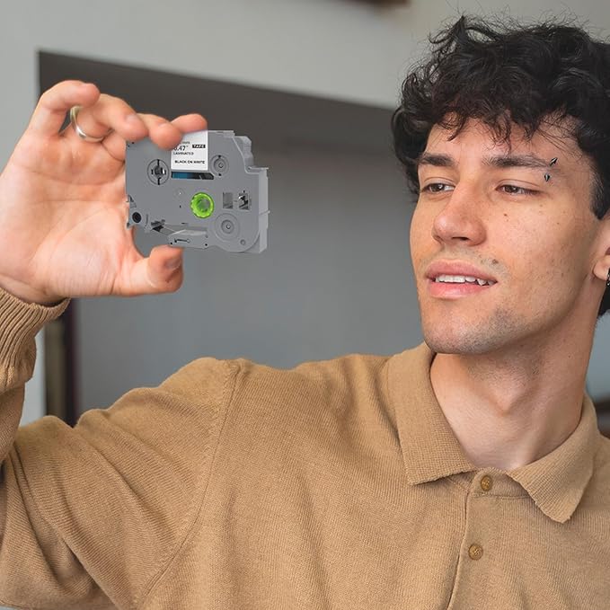 20PK Ptouch Tape 12mm 0.47 Laminated White, Fade Resistant& Waterproof, School/Home/Office/Business Use, Outdoor Label Refills for PT-D220 D210 H110 D200 D400 1280 D610BT