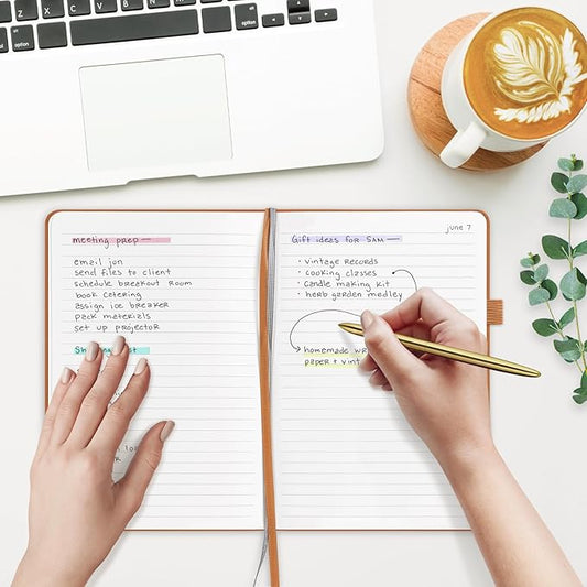 &And Per Se Lined Journal Notebook, 160 Pages, A5 5.7 x 8 inches College Ruled Thick Paper Notebook Journals for Writing, Hardcover Notebooks for Women Men Office School (1 Pack, Light Brown)