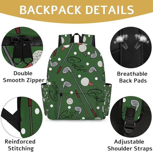 Golf Sport Kids Backpack for Boys Girls Sport Golf Ball Preschool Toddler Backpack Kindergarten Nursery Bookbag Travel Children Lightweight School Bag