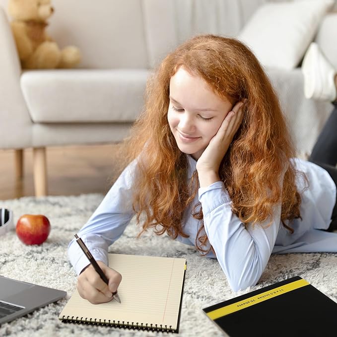 6 Pcs Legal Pad Top Spiral Bound Notebook 70 Sheets Wirebound Notepad Double Sided Ruled Memo Steno Book with Stiff Back Cover for Business(8.5 x 11 Inches,No Holes,Yellow)