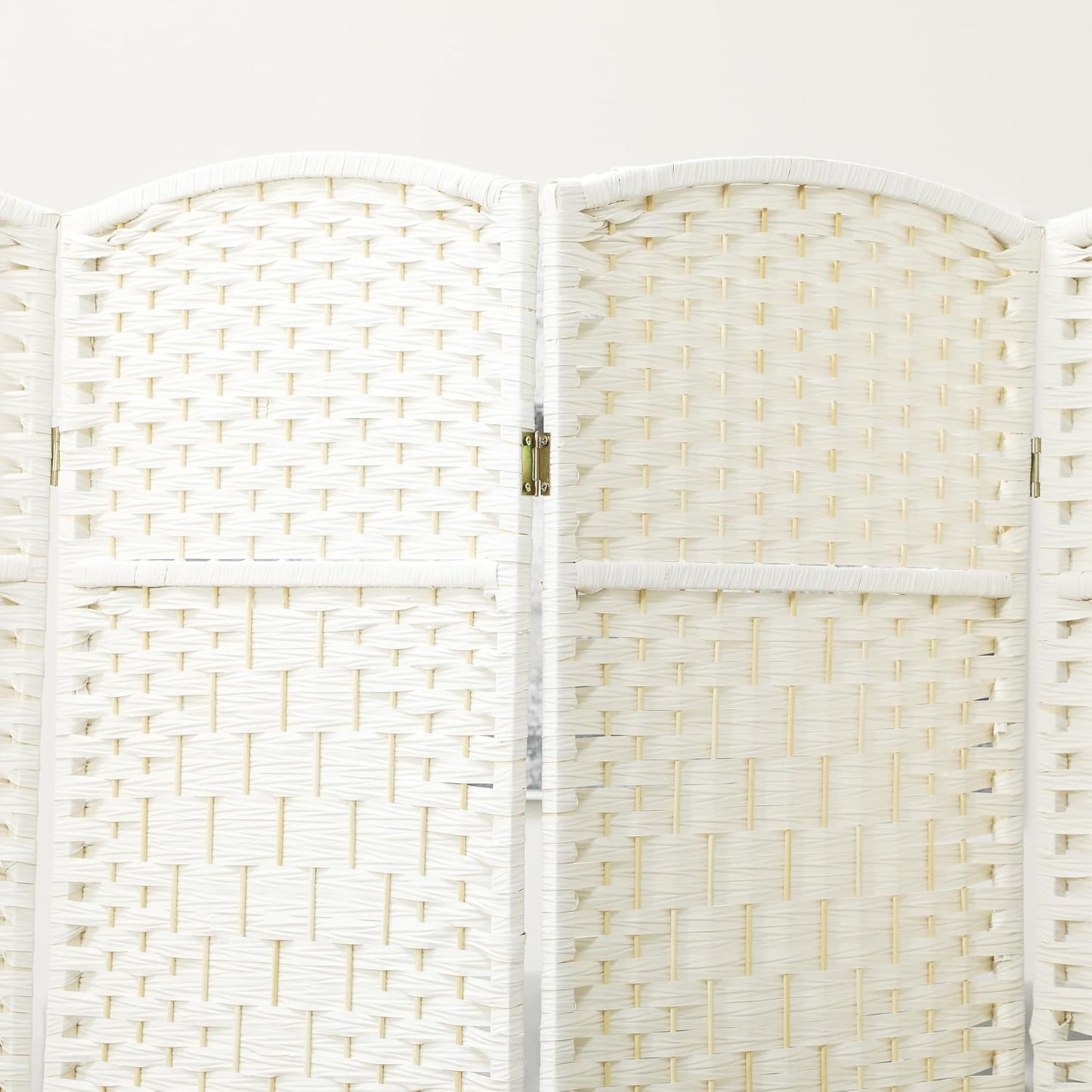 HOMCOM 6 Panel Room Divider, 6' Tall Folding Privacy Screen, Hand-Woven Freestanding Wall Partition for Home Office, Bedroom, White