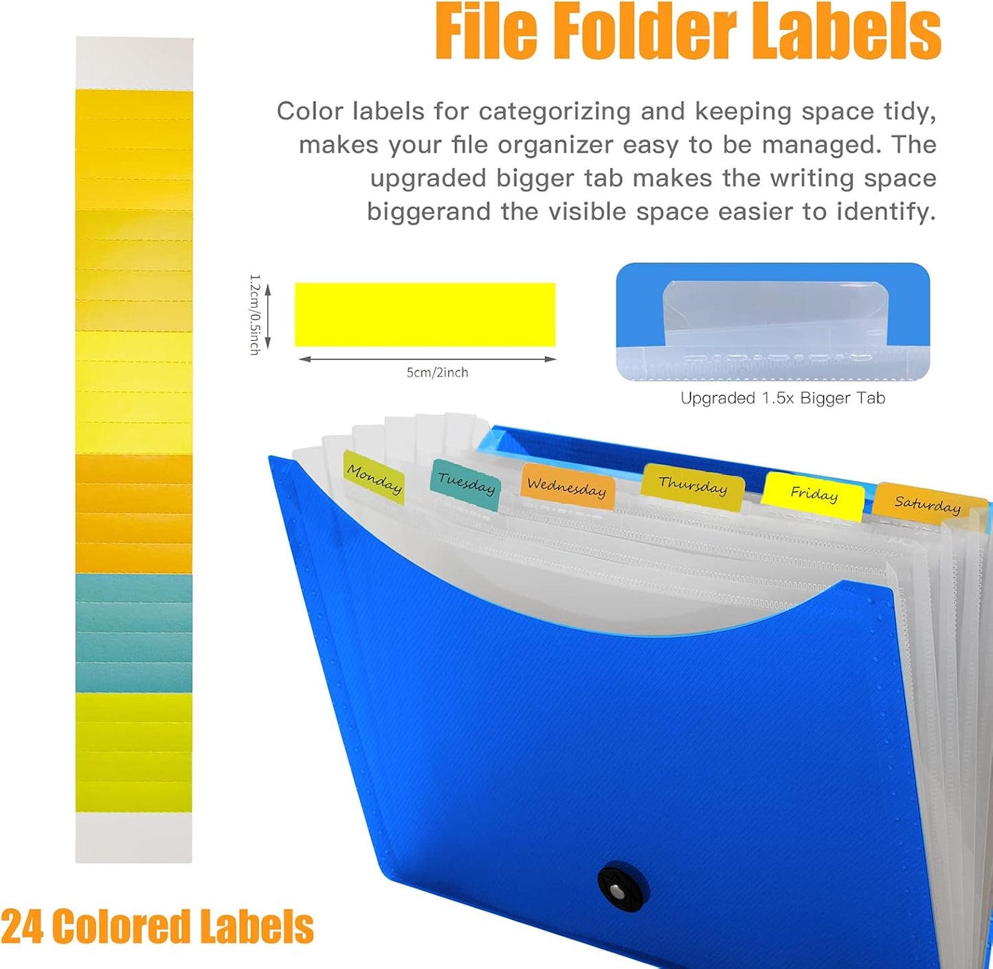 5 Pack 7 Pocket Expanding File Folder with Colored Tabs, A4 Letter Size Accordian File Paper Document Folder Organizer Bill/Paper/Document/Receipt Folders for Office Home Paperwork, Color