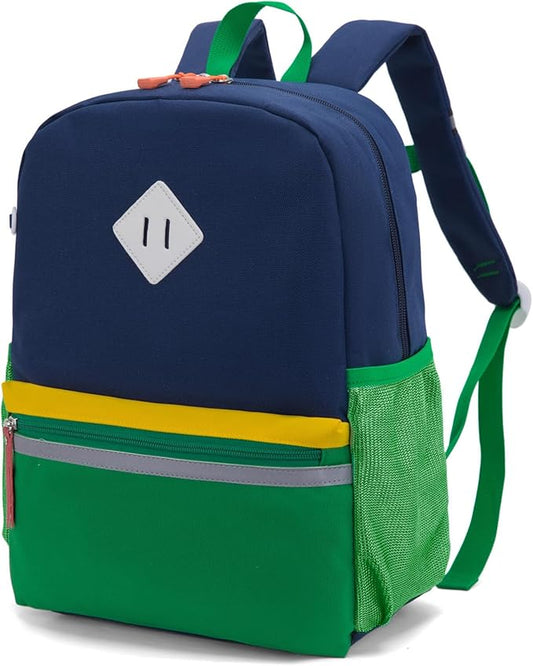 HawLander Little Kids Backpack for Boys Toddler School Bag Fits 3 to 6 years old, 15 inch, Blue Green