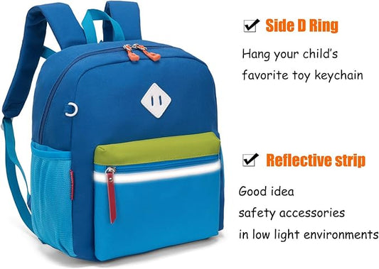 HawLander Little Kids Backpack for Boys Toddler School Bag Fits 3 to 6 years old, 12 inch, Blue