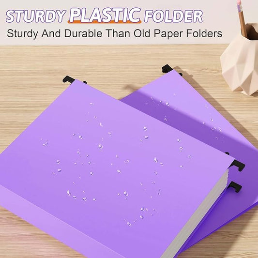 Extra Capacity Plastic Hanging File Folder Letter Size,12 Pack Reinforced Hang Folders with Heavy Duty 2 Inch Expansion,Durable Hanging Organizer Designed for Bulky Files, Medical Charts