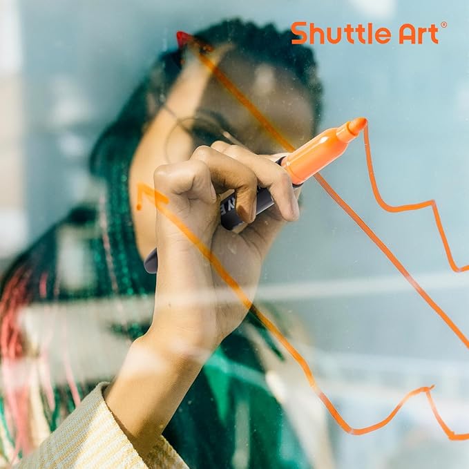 Shuttle Art Dry Erase Markers, 16 Colors Whiteboard Markers,Fine Tip Dry Erase Markers for Kids,Perfect For Writing on Whiteboards, Dry-Erase Boards,Mirrors,Calender, School Office Supplies